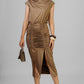 VESTIDO FRUNCES CAFE