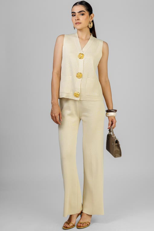 CONJUNTO TEJIDO BOTONES DORADO