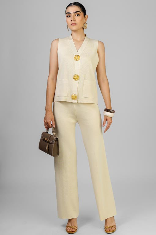 CONJUNTO TEJIDO BOTONES DORADO