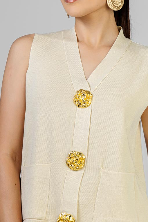 CONJUNTO TEJIDO BOTONES DORADO