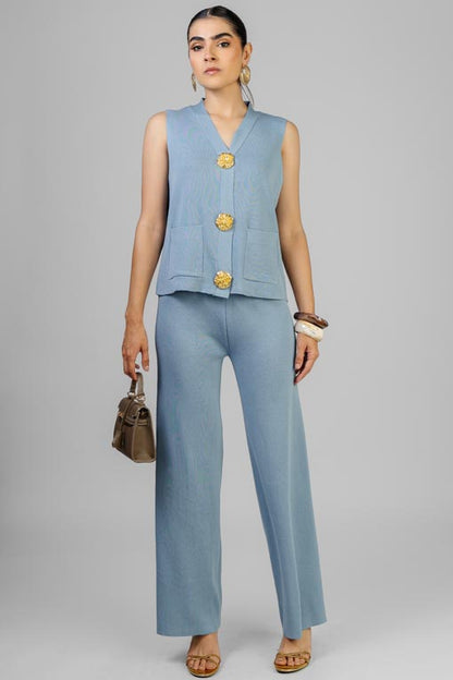 CONJUNTO TEJIDO BOTONES DORADO