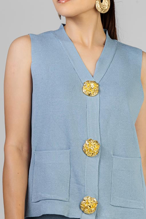 CONJUNTO TEJIDO BOTONES DORADO