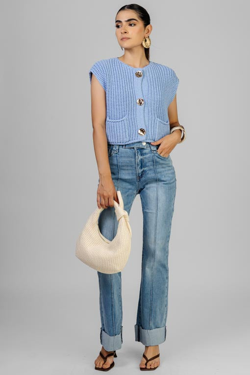 BLUSA TEJIDO BOTONES DORADO