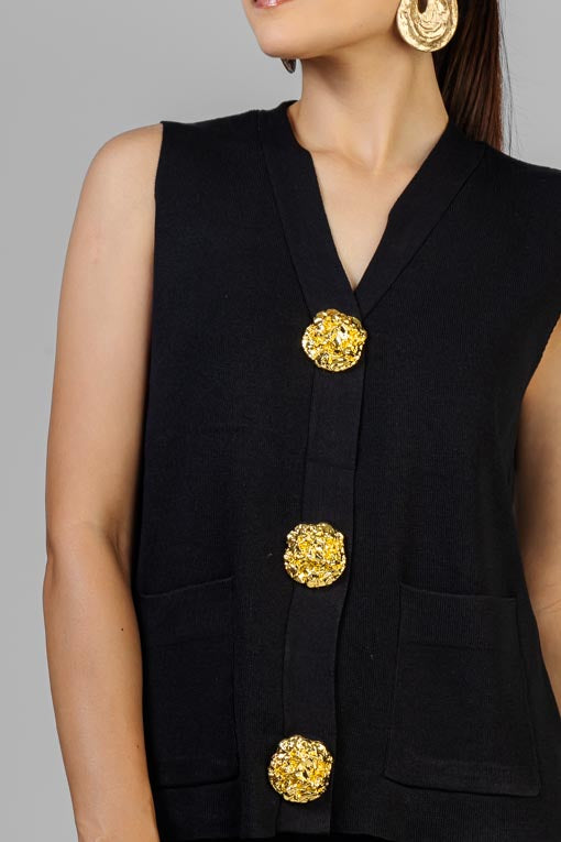 CONJUNTO TEJIDO BOTONES DORADO