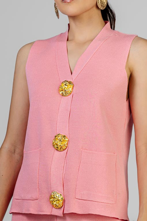 CONJUNTO TEJIDO BOTONES DORADO