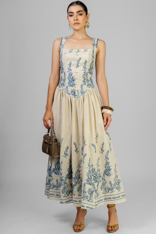 VESTIDO ESPIGAS AZUL