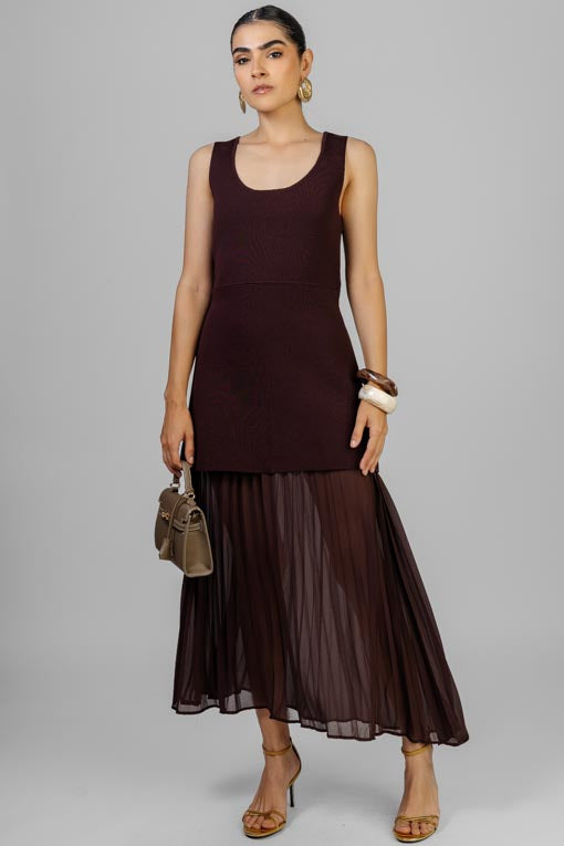 VESTIDO PUNTO FALDA PLISADA
