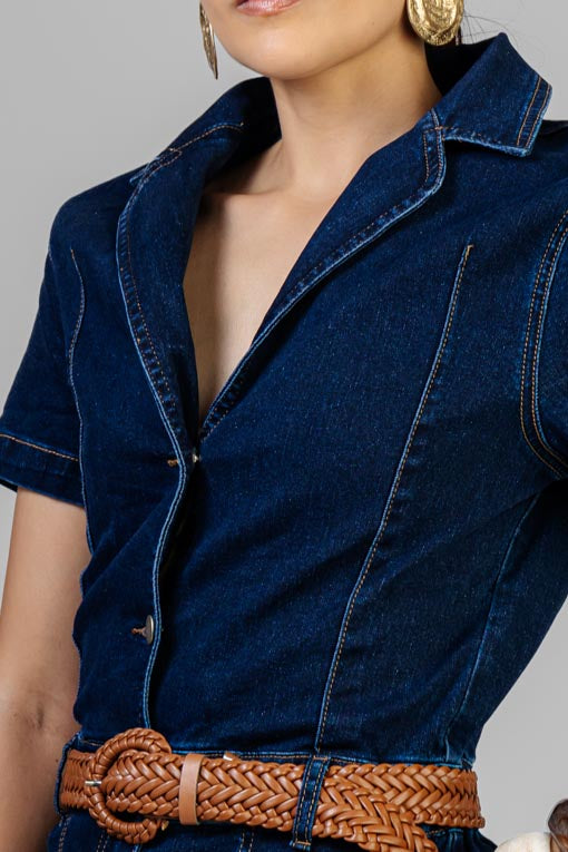 PALAZZO DENIM CINTO TRENZADO