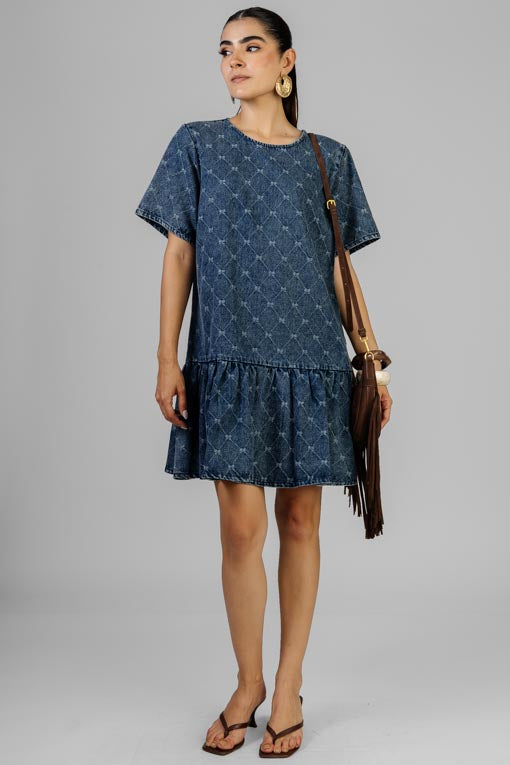 VESTIDO MEZCILLA MOÑITOS