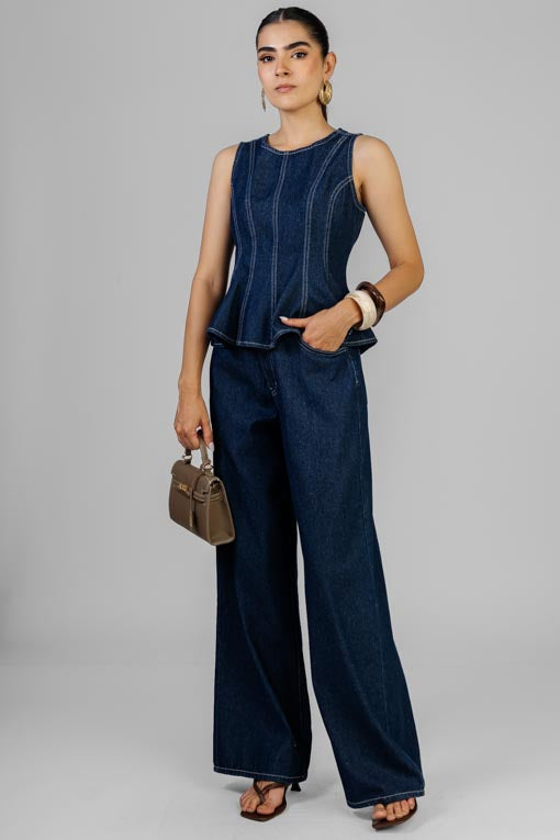 CONJUNTO DENIM BLUSA PEPLUM