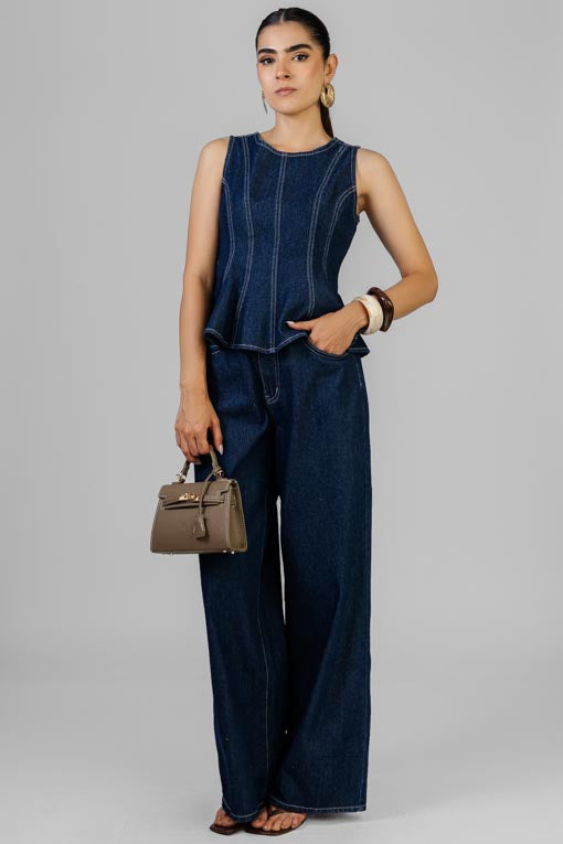 CONJUNTO DENIM BLUSA PEPLUM