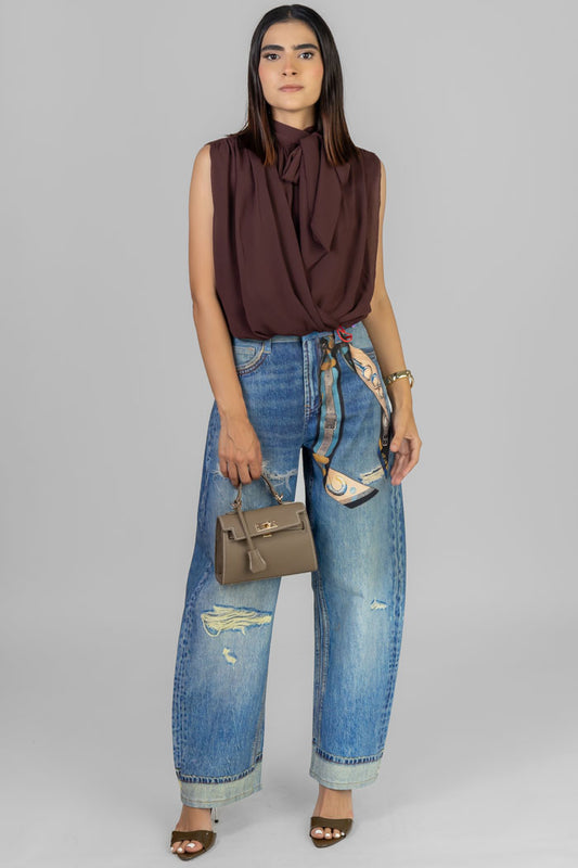 BLUSA CUELLO CON LAZO