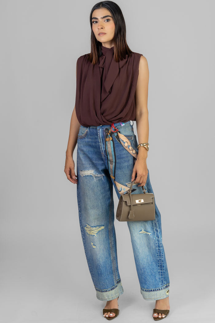 BLUSA CUELLO CON LAZO