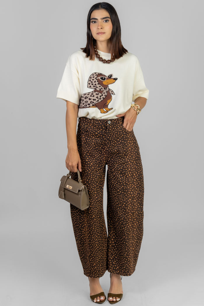 BLUSA TEJIDA CON ESTAMPADO