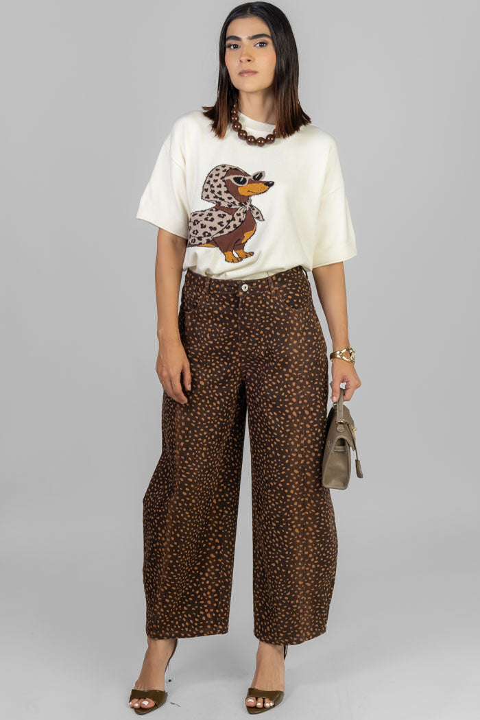 BLUSA TEJIDA CON ESTAMPADO