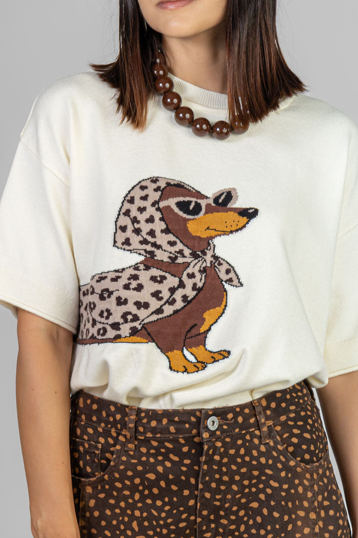 BLUSA TEJIDA CON ESTAMPADO