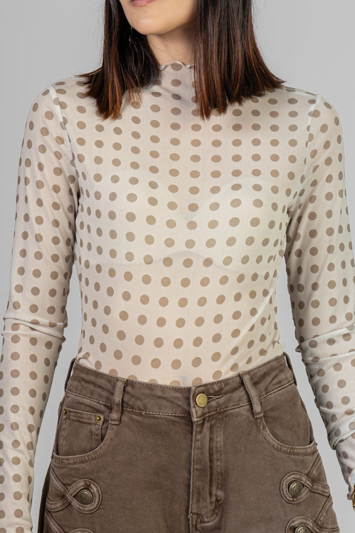 BLUSA ESTAMPADA CUELLO ALTO