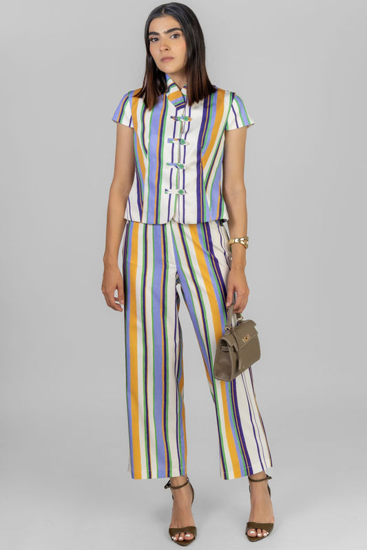 CONJUNTO ESTAMPADO RAYAS COLOR