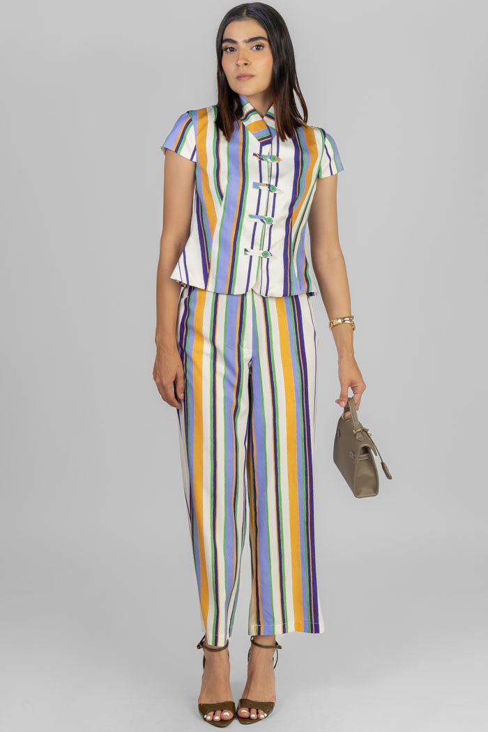 CONJUNTO ESTAMPADO RAYAS COLOR