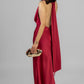 VESTIDO LARGO ROJO COWL