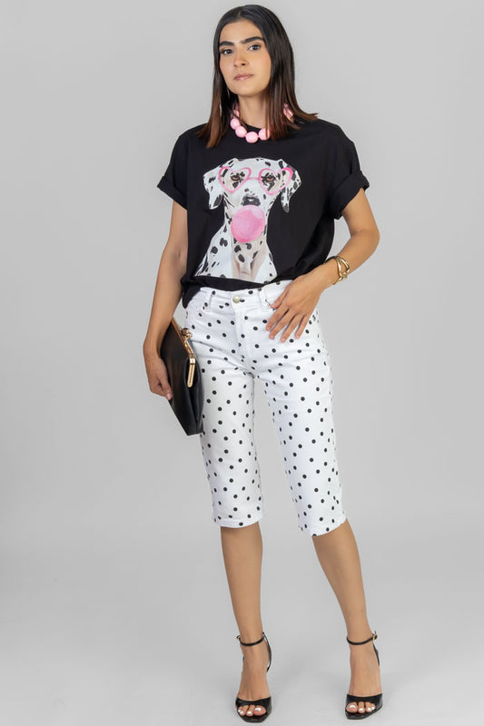PANTALÓN CAPRI ESTAMPADO LUNARES