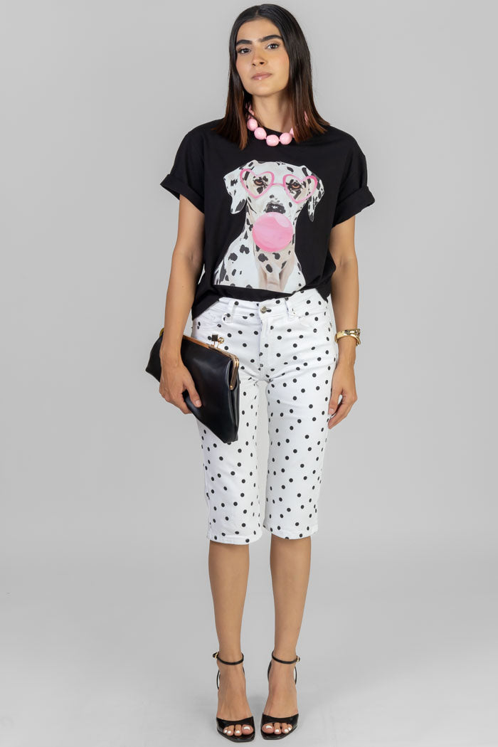 PANTALÓN CAPRI ESTAMPADO LUNARES