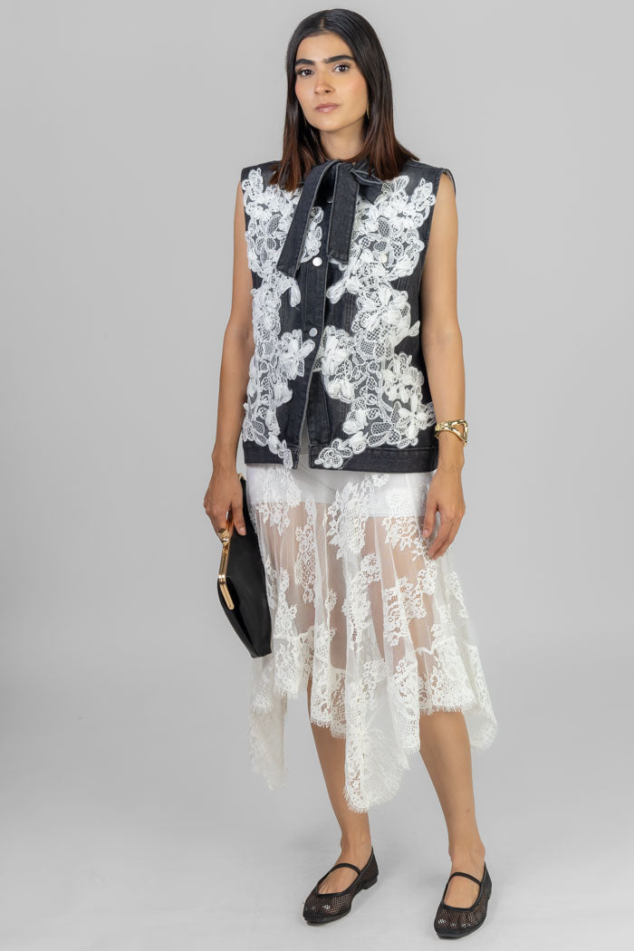 BLUSA DENIM CON ENCAJE