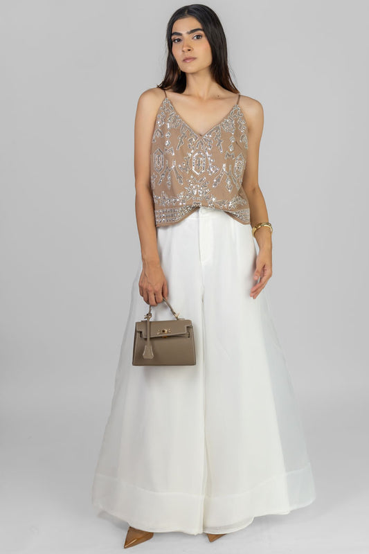 PANTALON BLANCO AMPLIO ELEGANTE