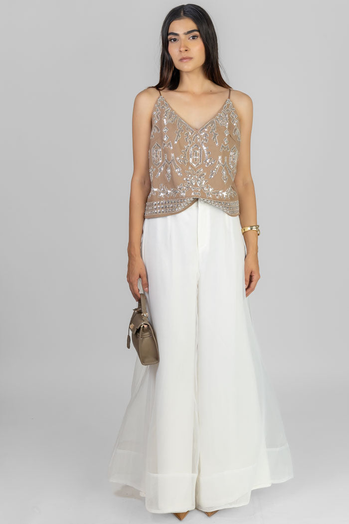 PANTALON BLANCO AMPLIO ELEGANTE