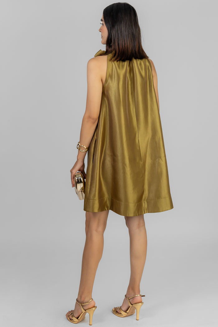 VESTIDO CORTO CUELLO LAZO