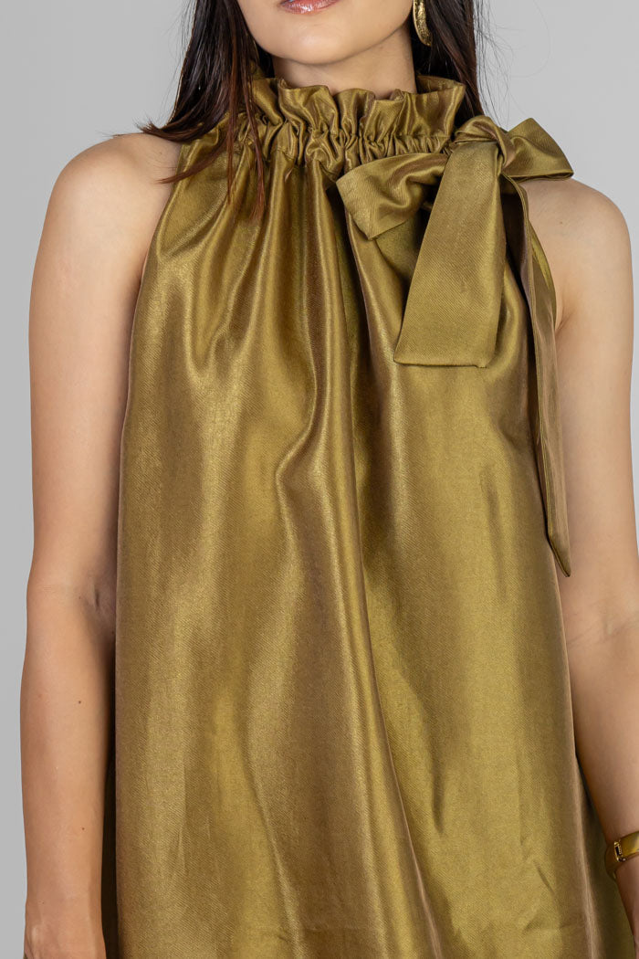 VESTIDO CORTO CUELLO LAZO