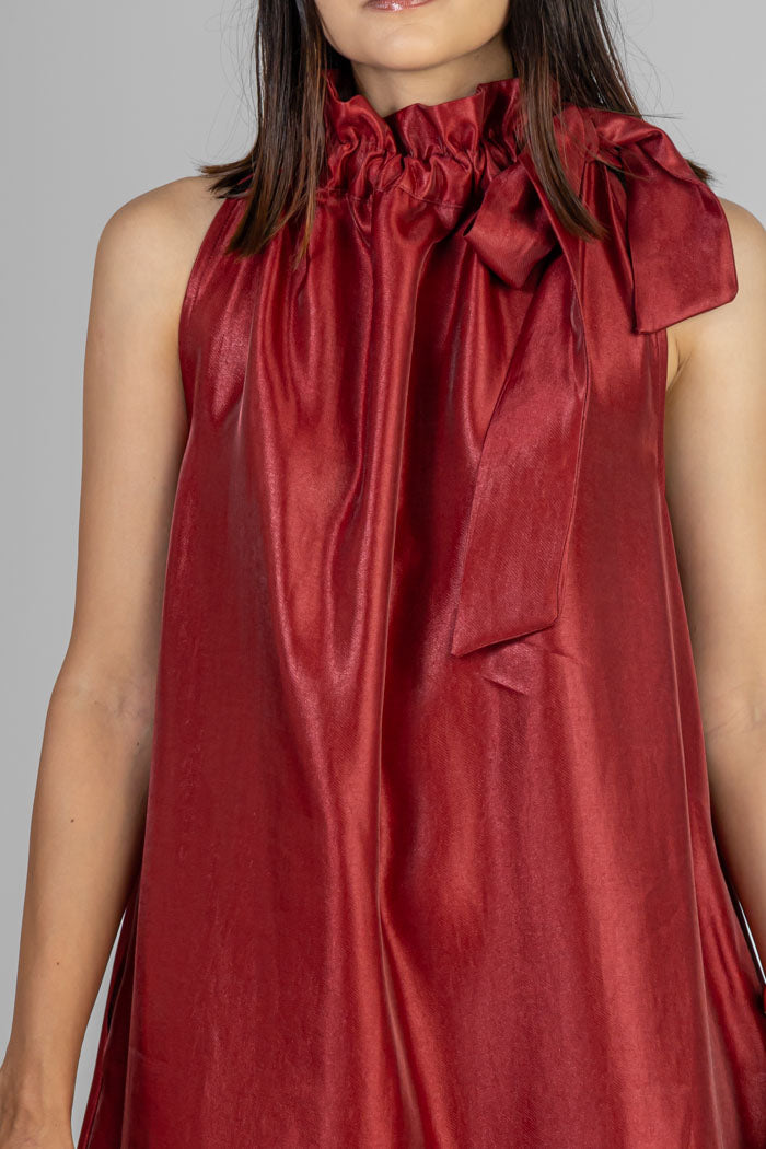 VESTIDO CORTO CUELLO LAZO