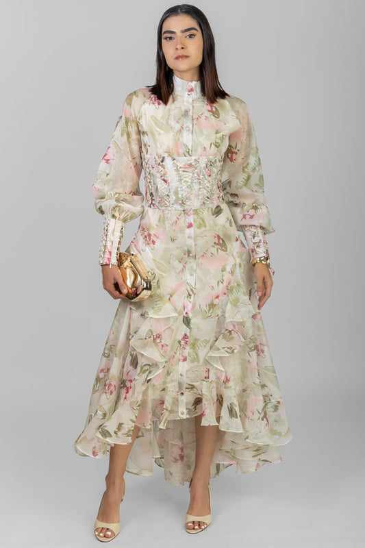 VESTIDO MIDI ESTAMPADO CORSÉ