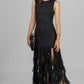 VESTIDO LARGO NEGRO VOLADOS