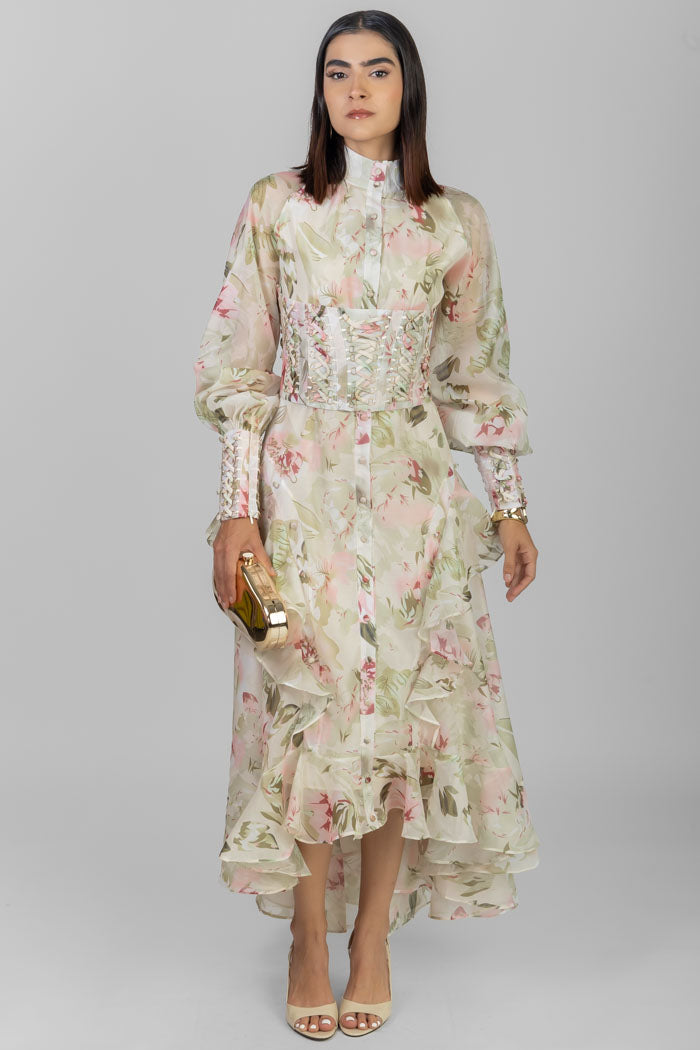 VESTIDO MIDI ESTAMPADO CORSÉ