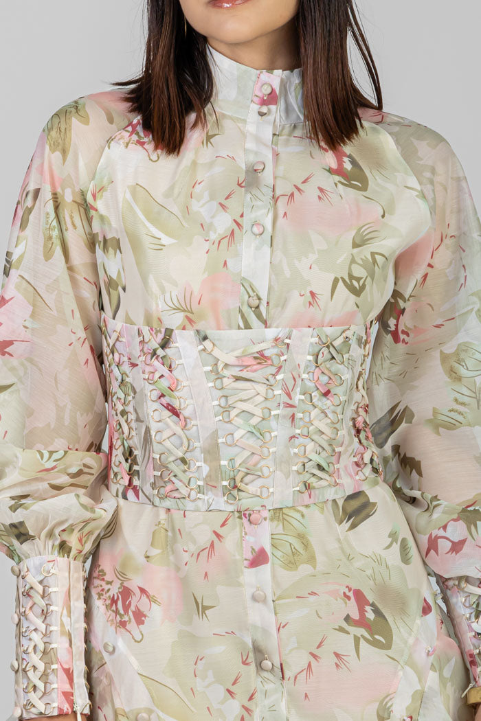 VESTIDO MIDI ESTAMPADO CORSÉ