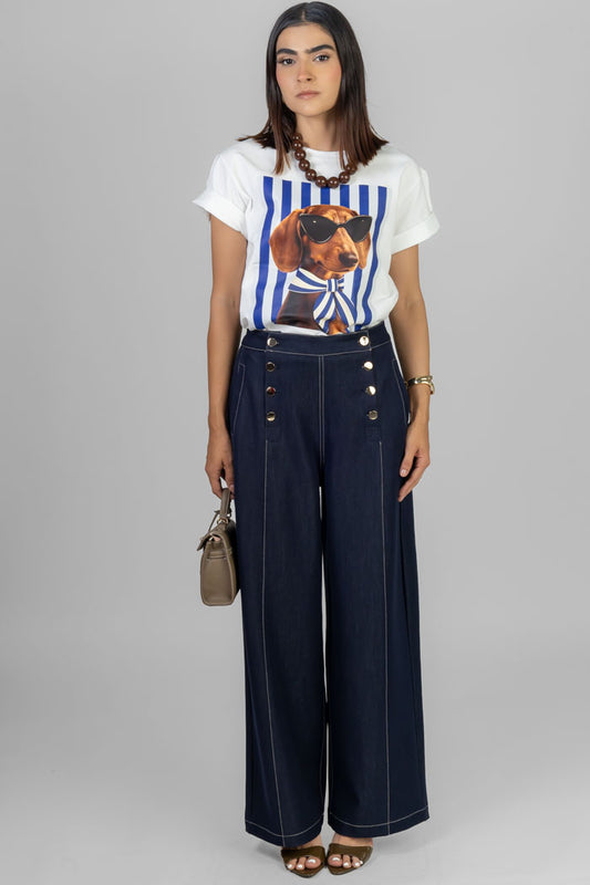 PANTALON TIPO MARINERO AZUL