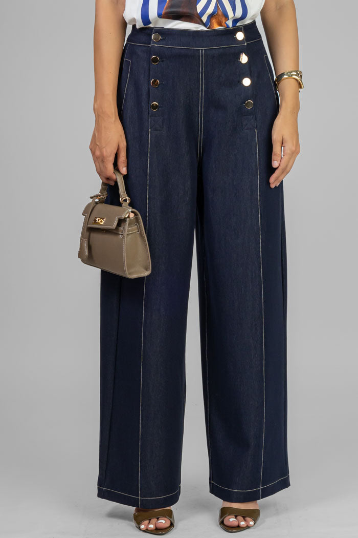 PANTALON TIPO MARINERO AZUL