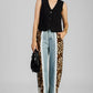 PANTALON DENIM FRANJA ANIMAL PRINT