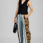 PANTALON DENIM FRANJA ANIMAL PRINT