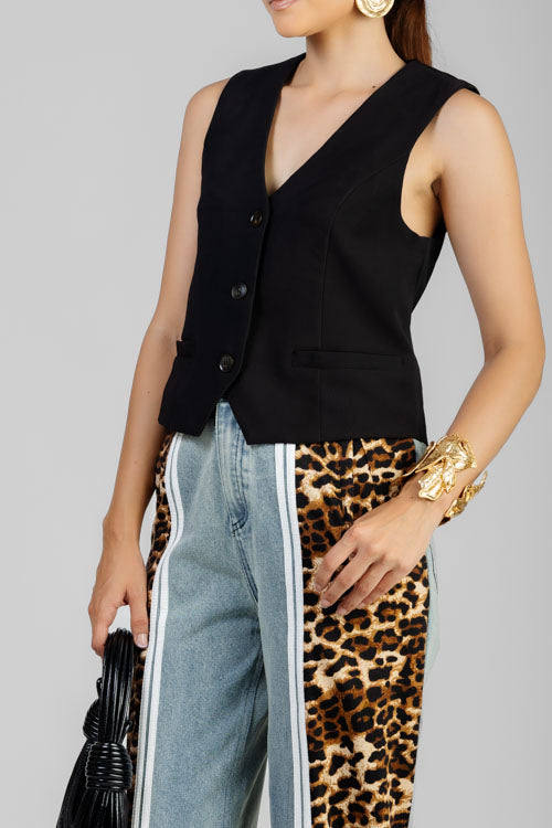 PANTALON DENIM FRANJA ANIMAL PRINT