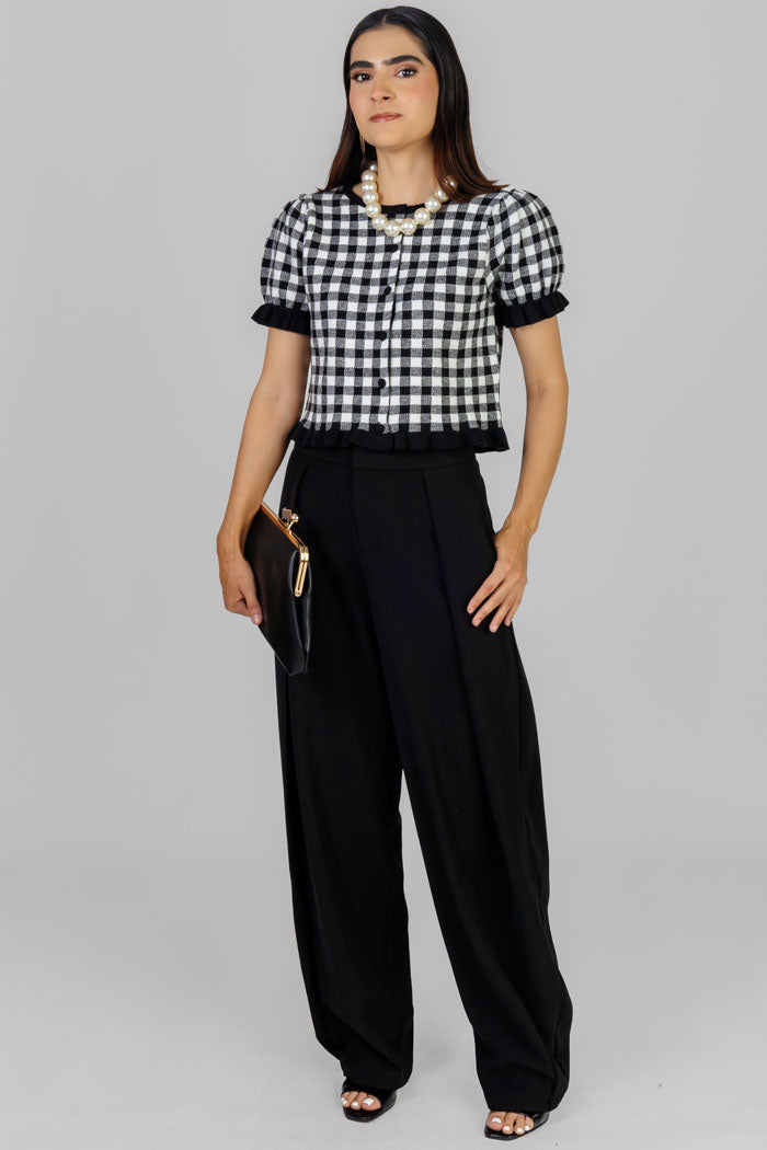 BLUSA A CUADROS CON VOLADOS