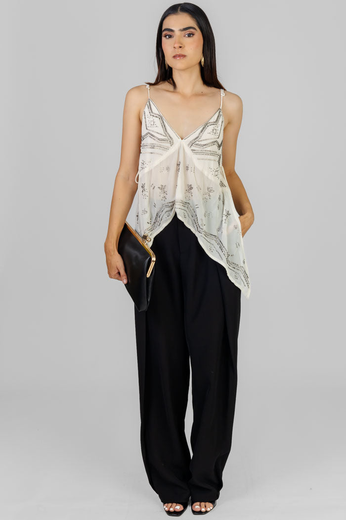 BLUSA TIPO LENCERA BORDADA