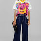BLUSA ESTAMPADA CON PEDRERÍA