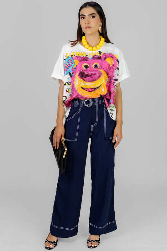 PANTALON AZUL CON PESPUNTES