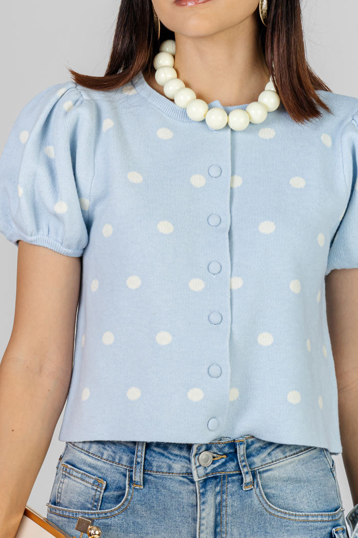 BLUSA PUNTOS MANGAS ABULLONADAS