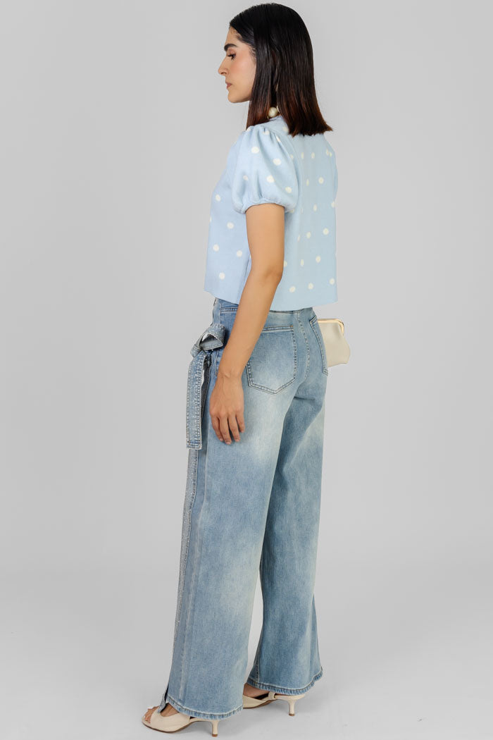 BLUSA PUNTOS MANGAS ABULLONADAS