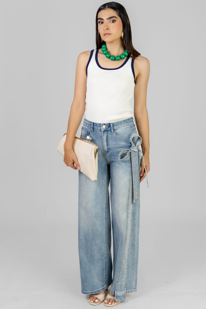 PANTALON JEANS CON LAZO