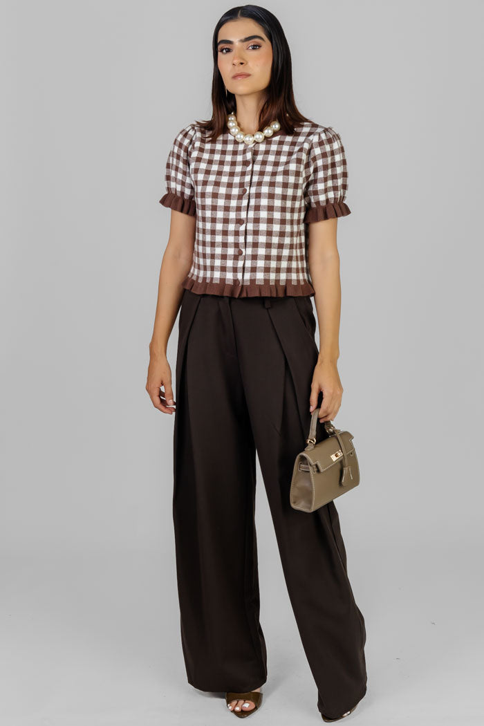 BLUSA A CUADROS CON VOLADOS