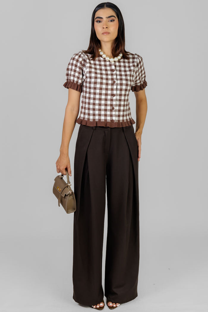 BLUSA A CUADROS CON VOLADOS